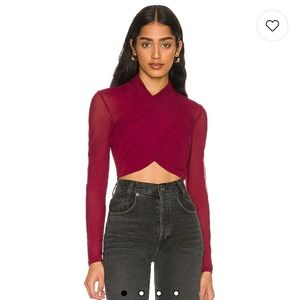 Aliyah top from Bardot in burgundy, size medium
